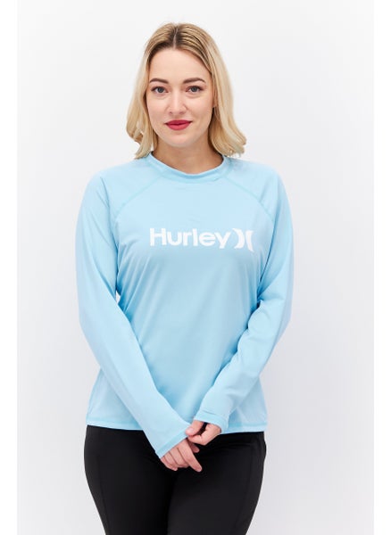 اشتري Women Brand Logo Long Sleeve Rash Guard, Turquoise في الامارات