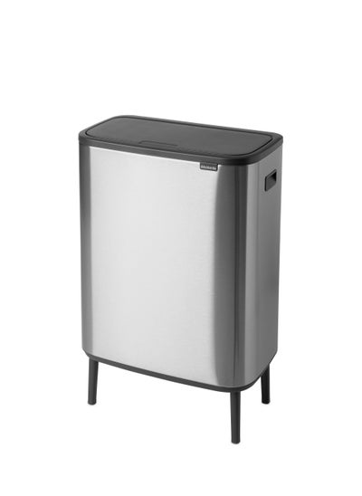 Buy Matt Steel Fingerprint Proof Bo Touch Bin Hi with 1 Inner Bucket 60 Litres in UAE