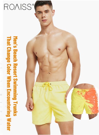 اشتري Men'S Color Changing Swimming Trunks Summer Beach Casual Loose Shorts Quick Drying Swimwear With Elastic Drawstring At Waist في الامارات