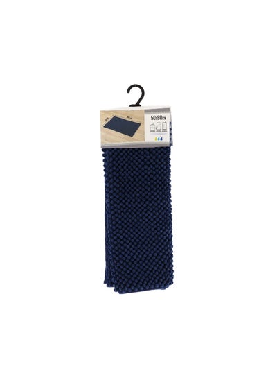 Buy Anti-Slip Microfiber Bathroom Mat with Balls Navy Blue 50 x 80 cm 7744118 in Saudi Arabia