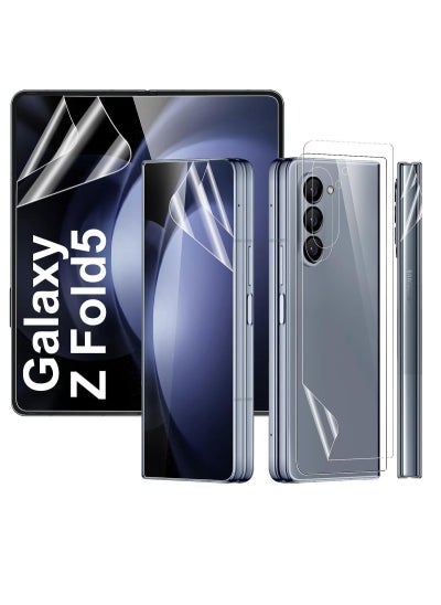 Buy 3 in 1 Front + back GLASS Film Designed for Galaxy Z Fold 5 5G soft hydrogel film Explosion proof Suitable for screen protector of Samsung Galaxy Z Fold 5 2023 Transparent 2 Pack in UAE