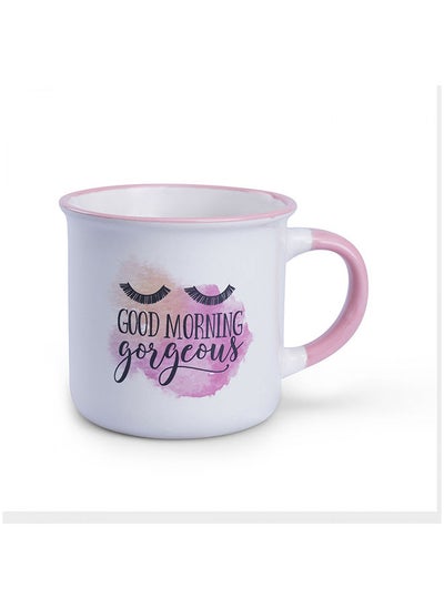 Buy Good Morning Gorgeous Mug With Decal 330Ml - White & Pink in UAE