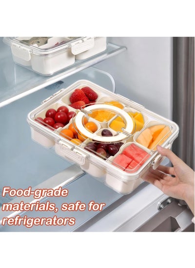 Buy Snack Box Container, Divided Snack Serving Tray with Lid and Handle, Travel Snack Box Charcuterie Container Portable Storage Organizer for Candy, Fruits, Nuts, Snacks in Saudi Arabia