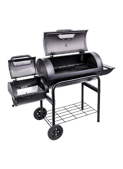 Buy Durable Stainless Steel Offset Barbecue Smoker Grill with Wheels Black 30 Inch 21201570 in Saudi Arabia