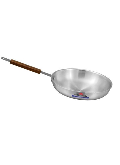 اشتري Sonex Traditional Frying Pan No.7 (36 cm), Cookware, Ergonominc Heat Resistant Wooden Handle, Frying Pan, Built to Last, Easy to Clean Dishwasher Safe,Metal Finish Aluminum, Silver في الامارات