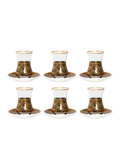 Buy Elan Turkish Cup/Saucer Gold/Black Set Of 6 in UAE