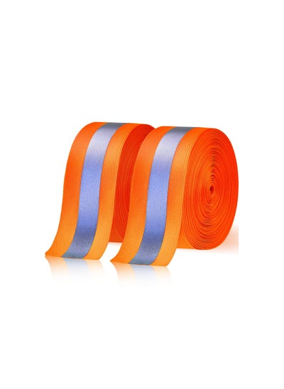 اشتري High Visibility Reflective Warning Tape - 2 Rolls of 5 Meters Orange Fabric Stripe Webbing for DIY Safety Trim on Vests, Jackets, Bags, Pants, and Shoes. Perfect for Enhanced Safety and Visibility. في الامارات