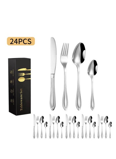 Buy 24 Piece Fine Stainless Steel Cutlery Set Including Knife Fork Spoon Knife in Saudi Arabia