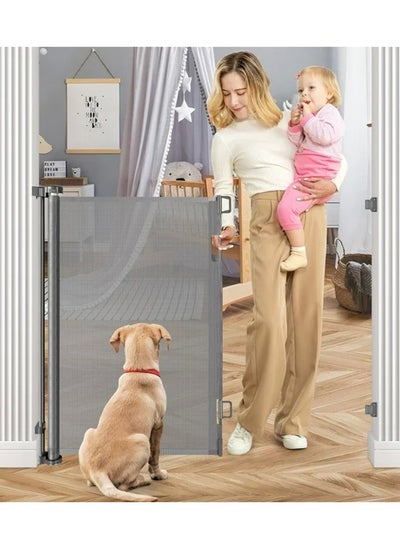 Buy Adjustable Baby Safety Gate For Door or Stairs, Large Size Retractable Baby Gate in 42*71 Inches, Grey in Saudi Arabia