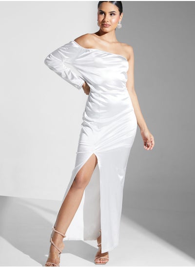 Buy One Shoulder Shimmer Slit Dress in Saudi Arabia