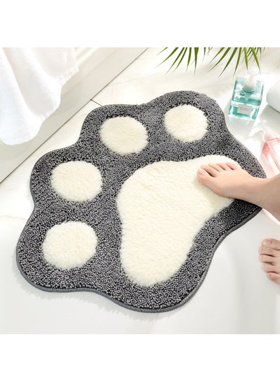 Buy Soft-Plush Paw Shaped Bathroom Rug Non-slip Bathroom Mat Super Absorbent Doormat for Bedroom, Entrance Mats Anti-Slip Door Mat (45x60cm) in UAE