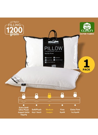 Buy Single Hotel Cotton Pillow Cotton shell Double Edge Stitched  Premium Pearl 1200 gms Filling 50x75 cms in Saudi Arabia