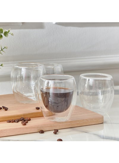 Buy Sip Savor 4-Piece Double Wall Glass Set 250 ml in Saudi Arabia