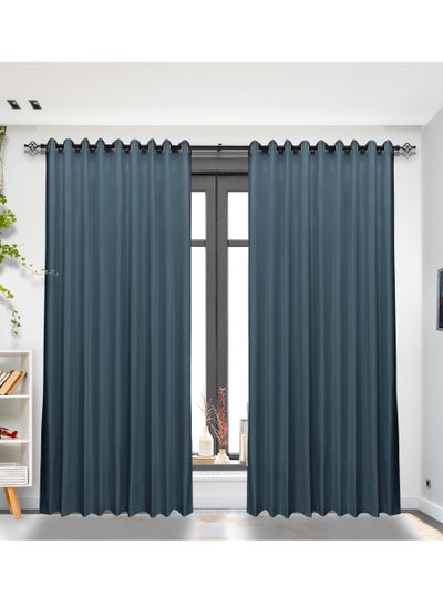 Buy 2 piece 100% Blackout Satin Curtains with Grommets for Living Room, Bedroom Kids Bedroom Study Exhibition Hall with Silicon Finish Sound and Heat Insulation in UAE