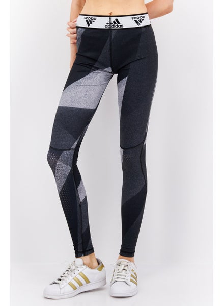 Buy Women Sport Fit Brand Logo Training Leggings, Black/Grey in UAE