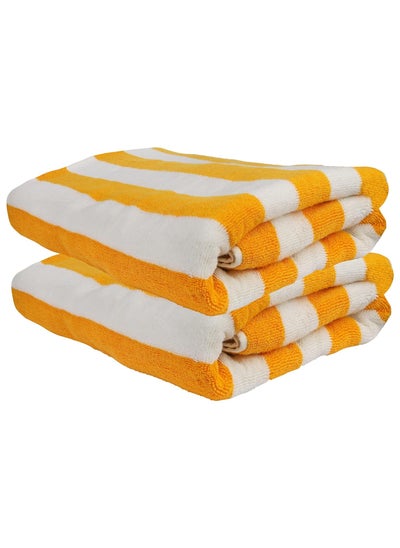 Buy Striped Oversized Beach Towels 2 Pack – 90x180 cm, 100% Cotton, Quick-Dry & Extra Large in UAE