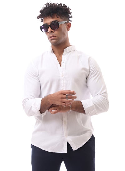 اشتري Turn Down Collar Solid White Casual Shirt في مصر