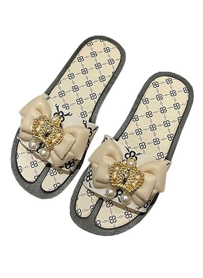 Buy Ladies Fashion Summer Bow Slippers Outdoor or Indoor Flat Beach Sandals in UAE