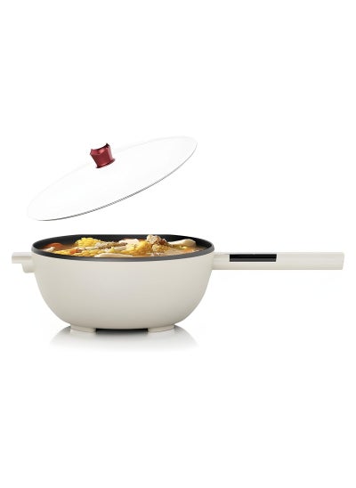 اشتري 4L Electric Cooking Pot XVersion Electric Cooker Stainless Steel Hotpot Non-Stick Multi Cooker 1500W 220V With Timer for Rice,Soup,Pasta,Frying Pan,Sauté (Beige, 4L) في الامارات