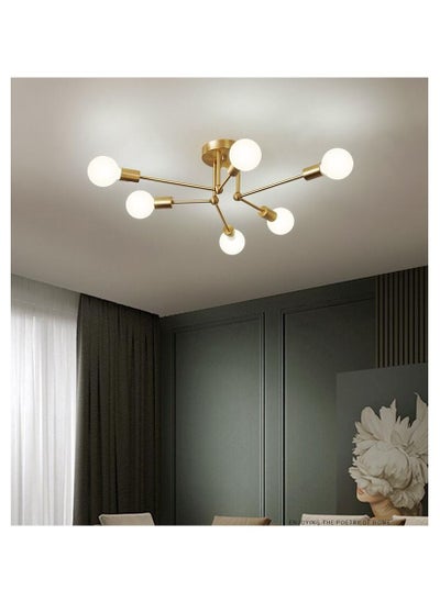 Buy 6 Head Nordic Retro Iron Chandelier Minimalist Art LED Ceiling Light Creative Personality Pendant Lamps Living Room Bedroom in Saudi Arabia