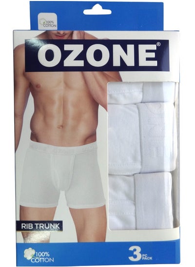 Buy mens long trunk white 3pc cotton rib in UAE