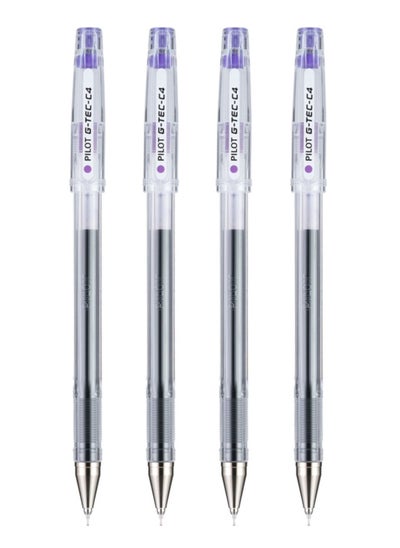 اشتري 4-Piece G-Tec Ultra Fine Roller Pen 0.4mm Tip Violet Ink في الامارات