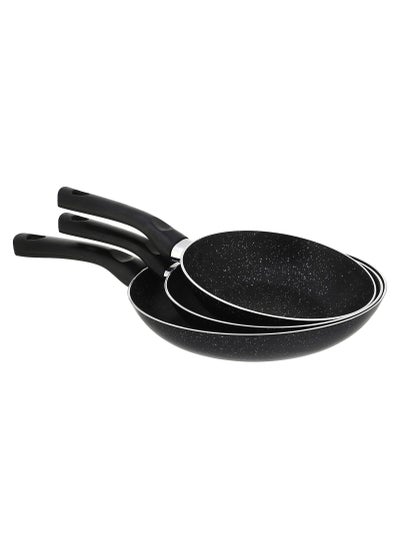 Buy Granite Pan Set - 3 Piece - Size 18, 22, 26 - black in Egypt