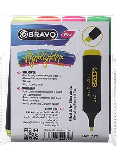 Buy Bravo Highlighter Set of 4 Colors-Chisel Tip in Egypt