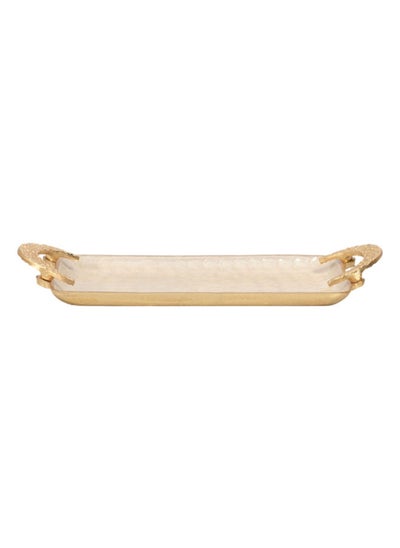 اشتري Rabiya Rectangular Small Tray, Gold - 35x15 cm في الامارات