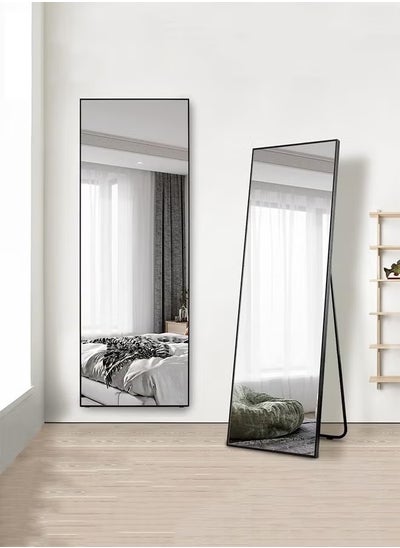 Buy Full Body Mirror Full Length Mirror With Black Aluminum Alloy Frame Mirror Full Length With Stand Wall Mounted Mirror Hanging Mirror For Wall 160X50Cm in Saudi Arabia