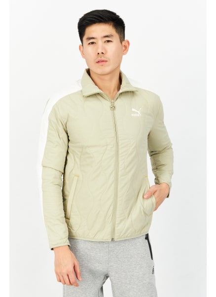 اشتري Men Sportswear Fit Long Sleeves Outdoor Jacket, Beige/White في الامارات