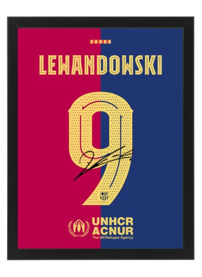 اشتري Robert Lewandowski Barcelona Autographed Jersey - Framed Poster 50x40cm - Football Memorabilia, Soccer Collectible, Gift for Fans في الامارات