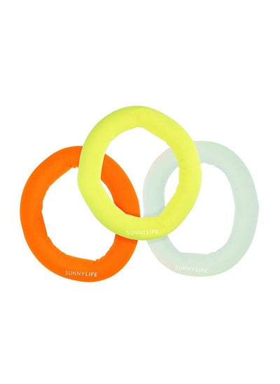 Buy Catch Me Dive Rings Neon  Multi Set of 3 S1VRINNE in UAE