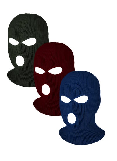 Buy 3 Hole Full Face Cover Winter Outdoor Sport Knitted Face Cover Ski Adult Balaclava Headwrap Full Face Mask Motorcycle Cycling Snowboard Gear for Outdoor Sports for Men Women in UAE