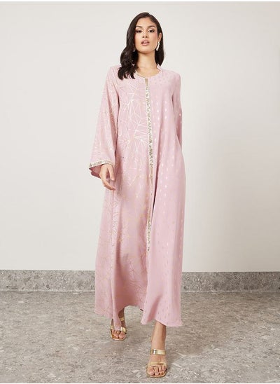 Buy Metallic Embellished Detail Jalabiya in Saudi Arabia