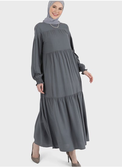 Buy Puff Sleeve Tiered Dress in UAE