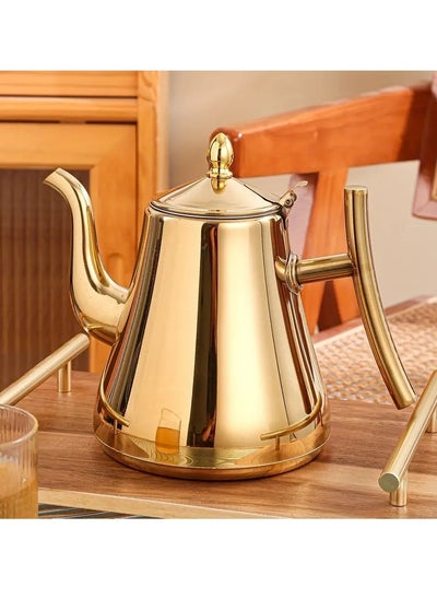 اشتري 1pc Stainless Steel Water Kettle Tea Pot, Thicker With Filter, Hotel Tea Pot, Coffee Pot Induction Cooker Tea Kettle, Golden Silvery Kettle Teapot, Coffee Tools, Coffee Accessories, Drinkware, Tea Acc في الامارات