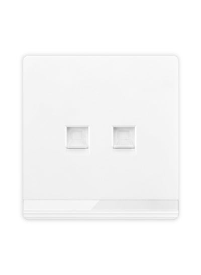 اشتري Telephone + Computer socket, 2 Gang, Double Data Socket with Shutter, White/Ivory Finish في الامارات