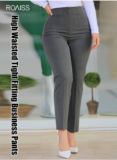 اشتري Women's High Waisted Tight Suit Pants Classic Zippered Slim Cropped Pants With A Pleated Waist Design في الامارات