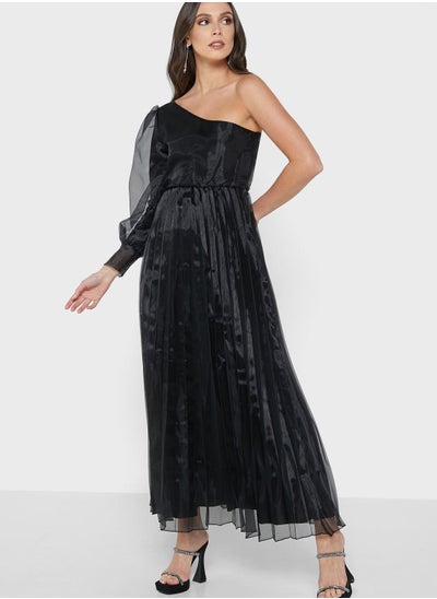 Buy Pleated Effect One-Shoulder Dress in UAE