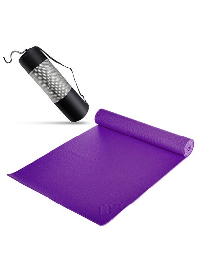 Buy PVC Yoga Exercise Mat With Carrying Bag 6MM Thick x173cm Lx61cm W, Purple in Egypt