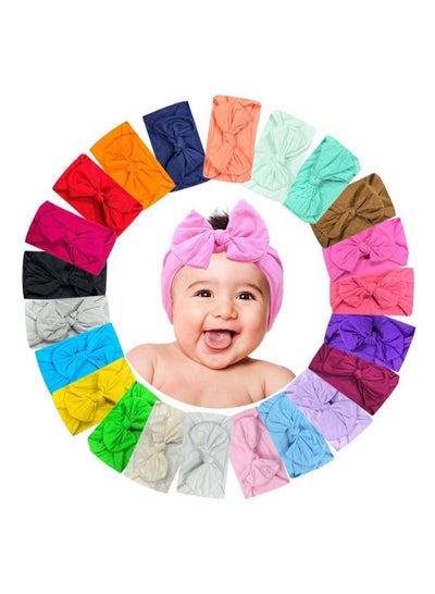 Buy 22 Colors Soft Wide Turban Baby Headbands with 4.5 inches Hair Bow Headwraps for Baby Girls Infants Newborn Hair Accessories Toddlers Kids and Children in Saudi Arabia