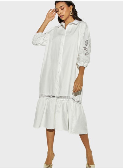 اشتري Lace Detail Shirt Dress في الامارات