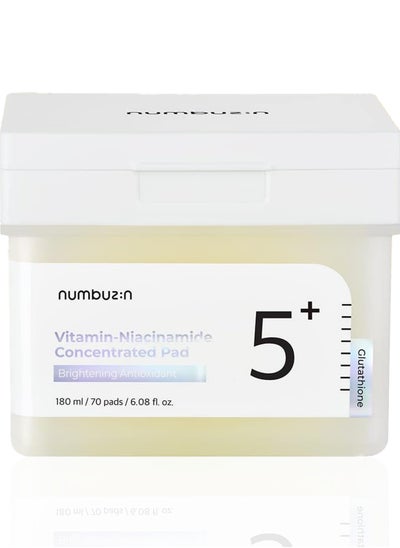 Buy Numbuzin No.5+ Niacinamide Concentrated Toner Pads - 70 Pads with Glutathione, Niacinamide, PHA & LHA | 180ml Korean Skincare Set in UAE