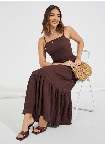 Buy Strappy Textured A-Line Maxi Dress in Saudi Arabia