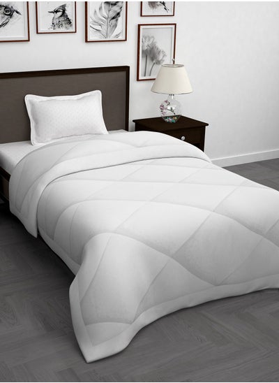 Buy Hypoallergenic Reversible Comforter, 250 GSM Microfiber polyester filling, 150 cm x 230 cm,Hollow siliconized,White single size set of 1 in UAE