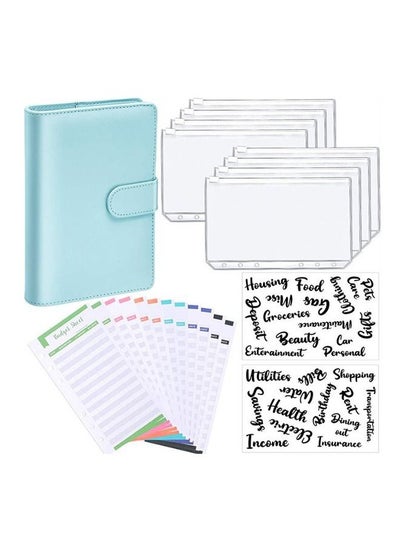 Buy 23Pcs A6 PU Leather Notebook Binder Budget Planner, with with 8 PCS A6 Binder Pockets, 12 Expense Budget Sheets, 2 Sheets Sticker Label in Saudi Arabia