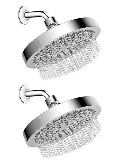 اشتري 2 Packs Premium High-Pressure Rain Shower Head with Modern Chrome Aesthetics. Featuring Anti-Clogging Silicone Nozzles في السعودية