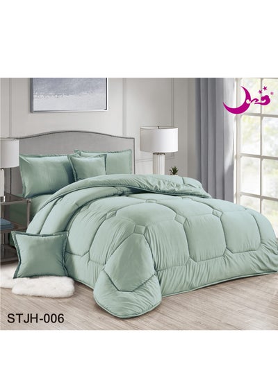 Buy 6-Piece green Microfiber Twin Comforter Set in Saudi Arabia