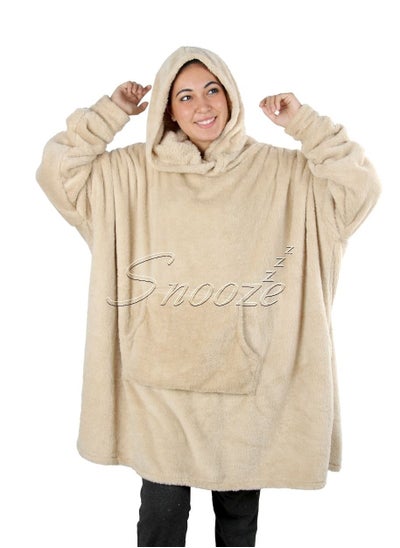 Buy Snooze Over sized Wearable Blanket with Hodi  Beige in Egypt